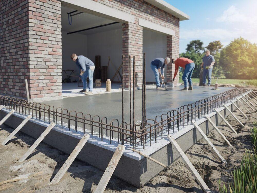 betonowy fundament garażu