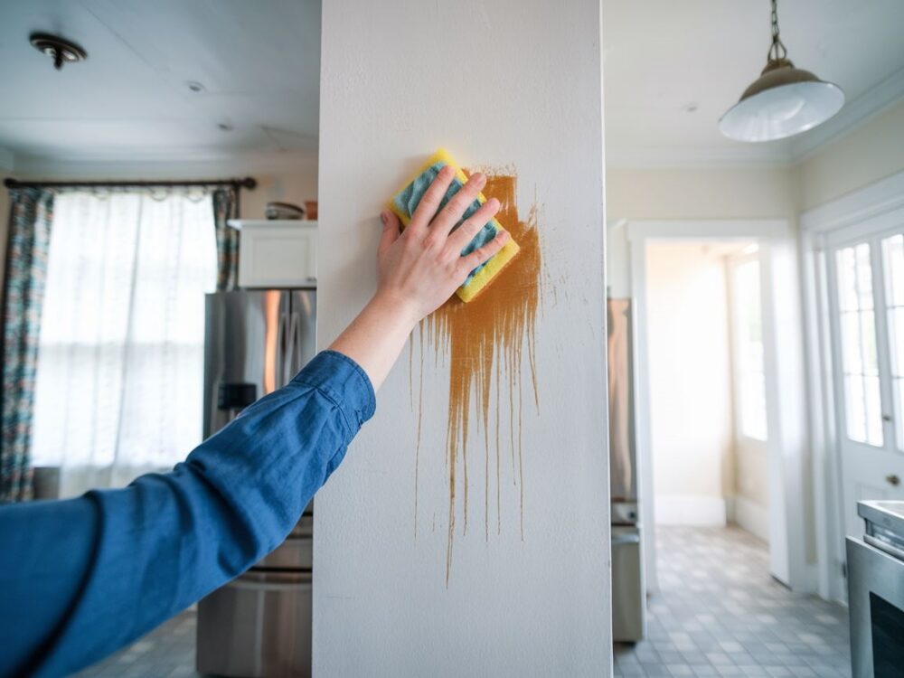 czyszczenie tłustej plamy ze ściany