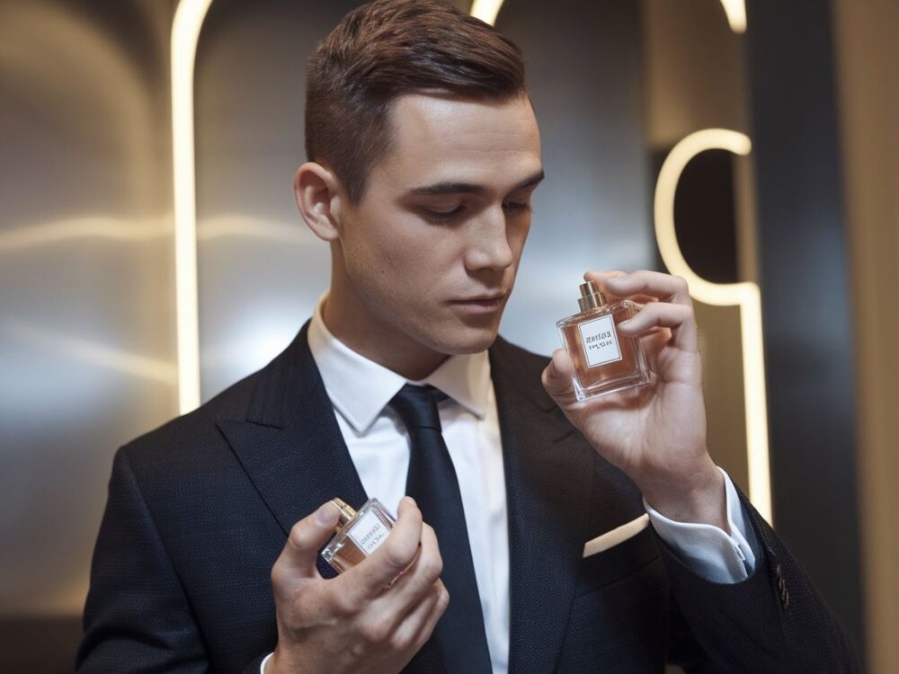 mężczyzna z perfumami