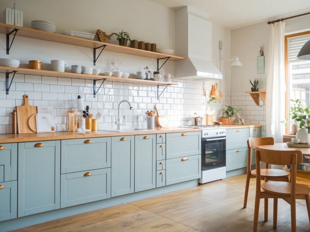 nowoczesna kuchnia z jasnymi szafkami