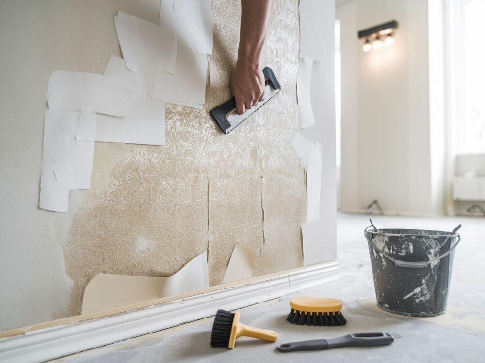 odklejanie tapety ze ściany