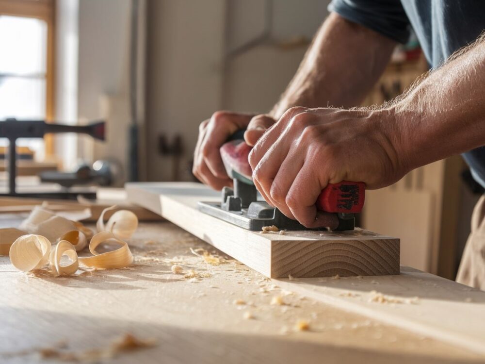 planer ręczny na drewnie