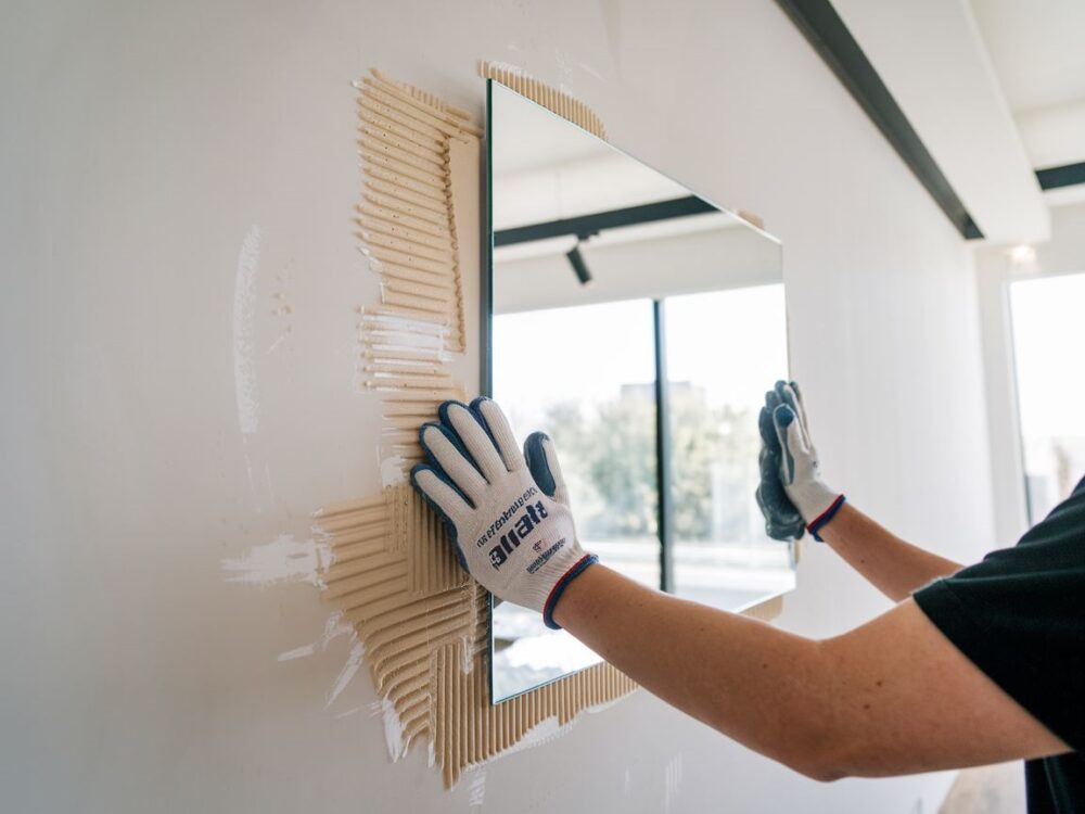 przyklejanie lustra do ściany