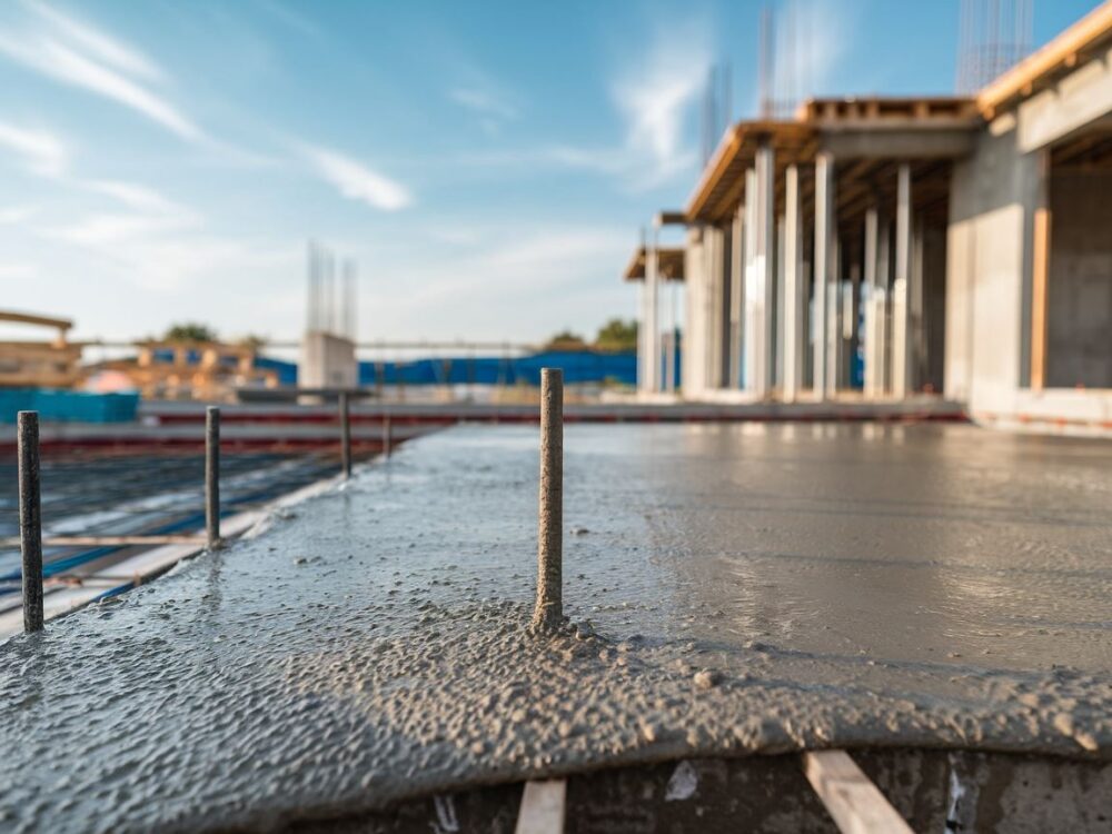 świeży beton fundamentu