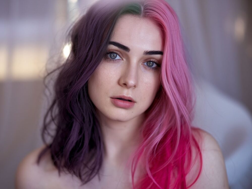 szare oczy i czarne włosy