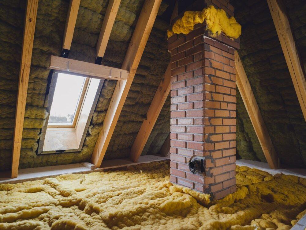 wełna mineralna przy kominie