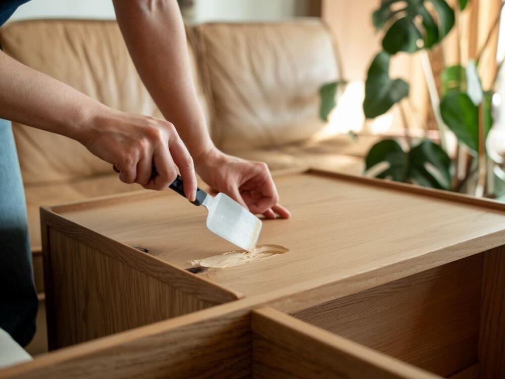 wypełnianie ubytku w drewnie